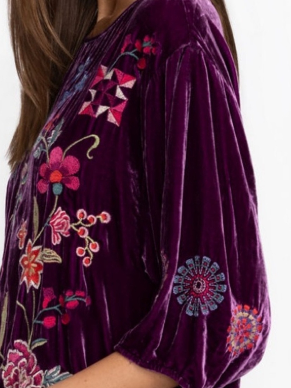 Johnny Was Boatneck Nikkola Velvet Blouse - Picture 6 of 16